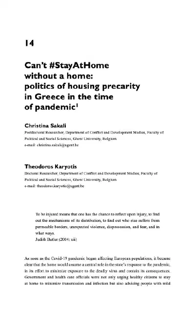 Can’t #StayAtHome without a home: politics of housing precarity in Greece in the time of pandemic