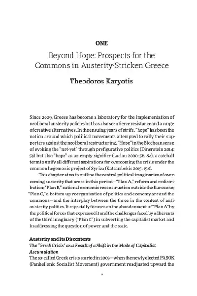 Beyond Hope: Prospects for the Commons in Austerity-Stricken Greece.