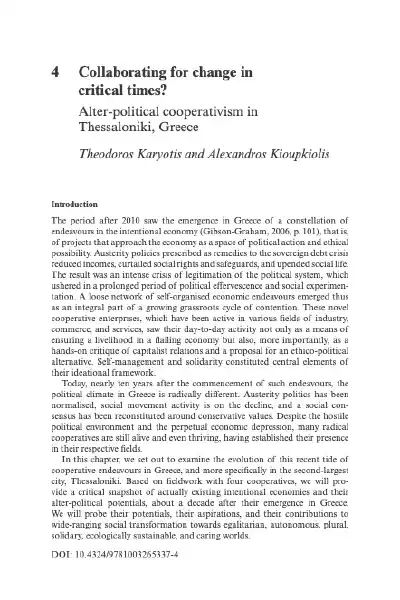Collaborating for change in critical times? Alter-political cooperativism in Thessaloniki, Greece