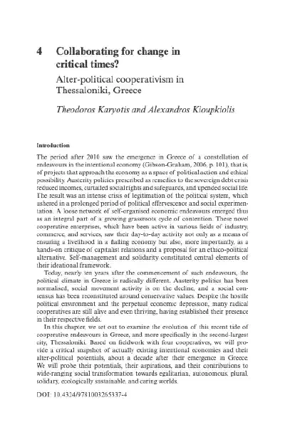 Collaborating for change in critical times? Alter-political cooperativism in Thessaloniki, Greece