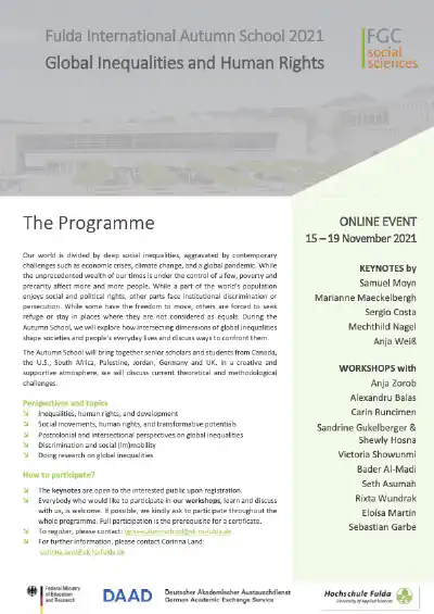 Keynote Lectures “Democratic values and the creation of (in)equality: Lessons from social justice movements”