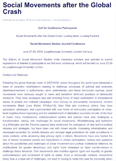 Social Movements after the Global Crash