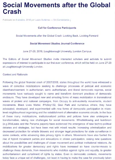 Social Movements after the Global Crash