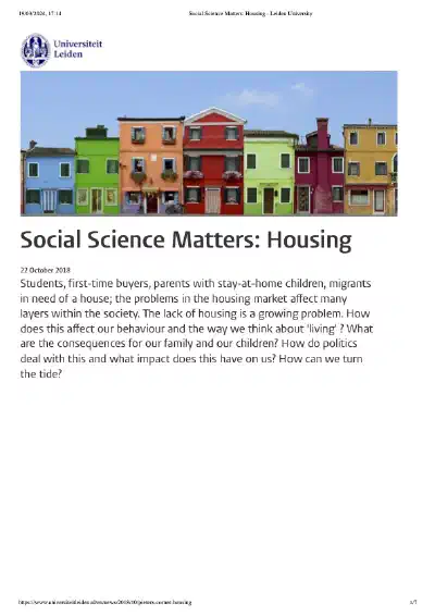 Social Science Matters: Housing