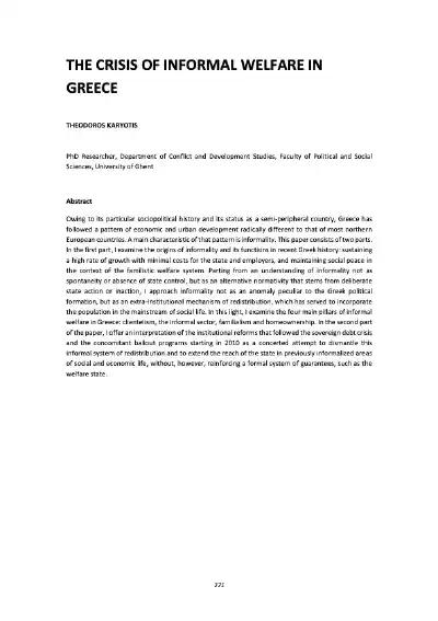 The crisis of informal welfare in Greece