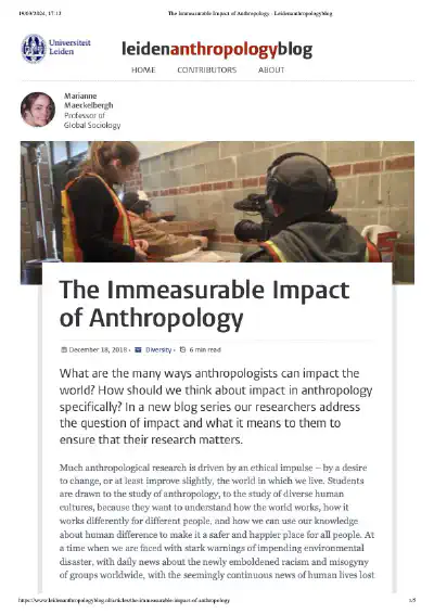 The Immeasurable Impact of Anthropology