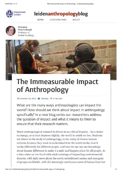 The Immeasurable Impact of Anthropology