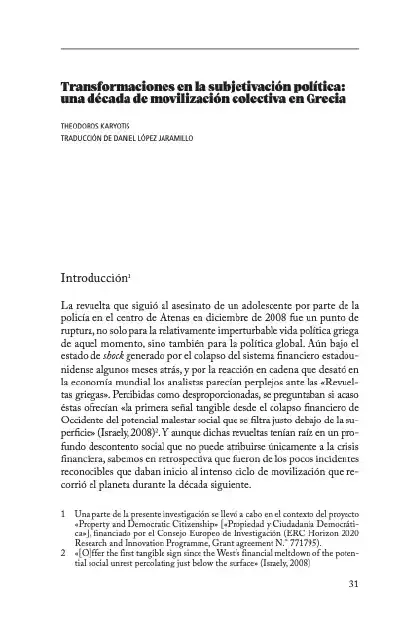 Transformaciones en la subjetivación política: una década de movilización colectiva en Grecia